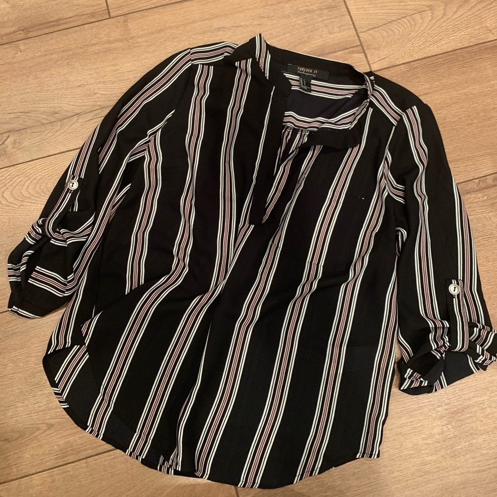 3/4 sleeve stripe blouse